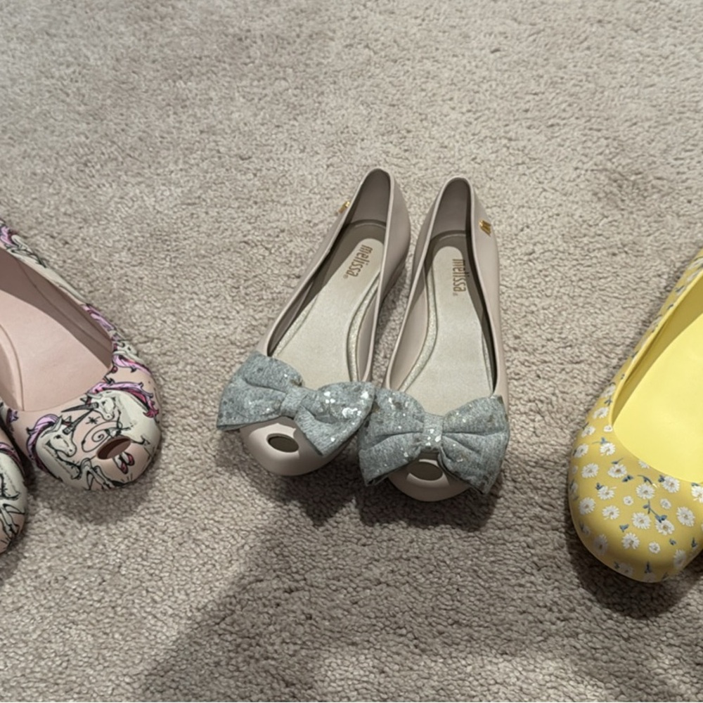 Melissa Gray Bow Peep Toe Flats